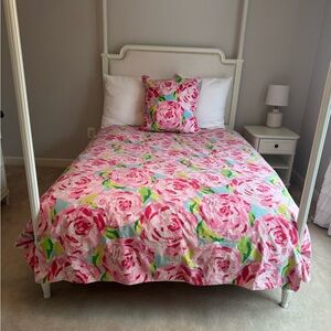FULL Lilly Pulitzer by Garnett Hill Floral Pink full Duvet and 1 euro sham